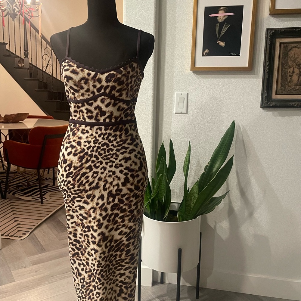 BCBG Leopard Print Midi Dress
